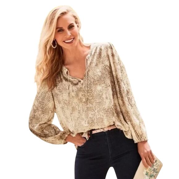 Tommy Bahama Glittering Sea Long Sleeve Top Size M - Picture 1 of 5